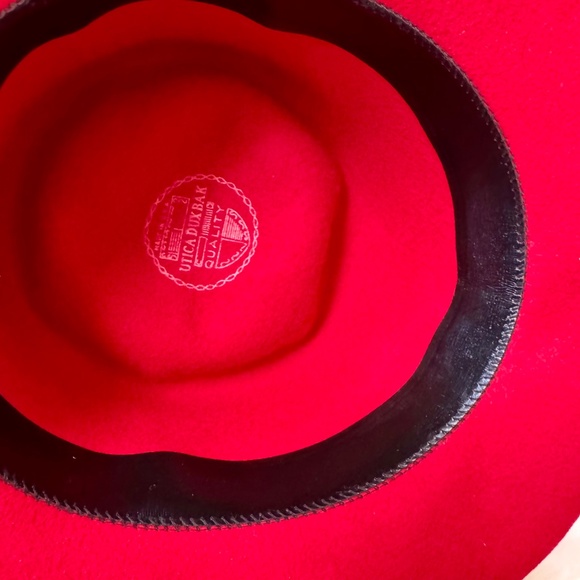 Utica Duxbak Wool Felt Fedora Red Hat Made in USA 7 1/4 Vintage Outdoor - Picture 7 of 9